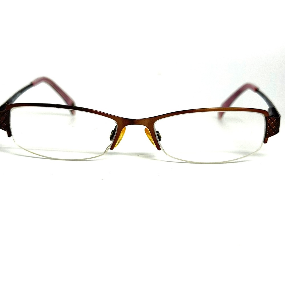 Clarisa 186 Brown Metal Semi Rimless Eyeglass Frames 51-16-135 Rectangular
